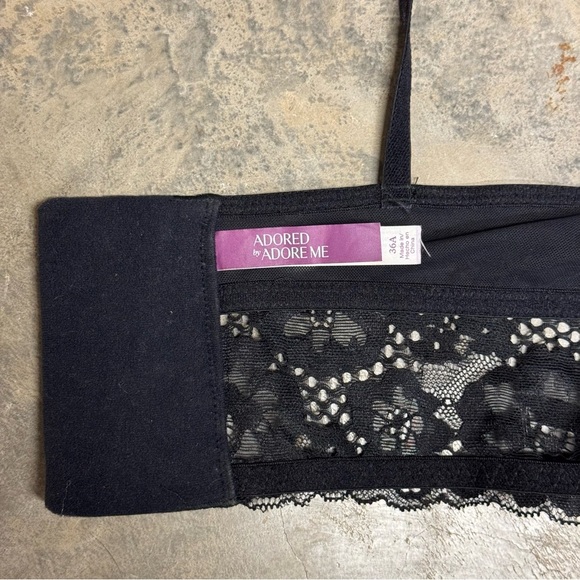 Adored by Adore Me black floral lace long line bra womens 36A lightly lined - Picture 5 of 6